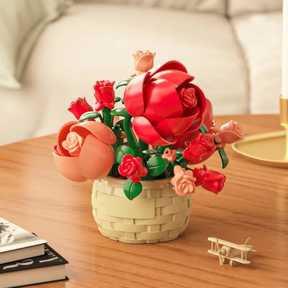 Nuovi Blocchi da Costruzione Fai-da-Te, Interessanti Ornamenti, Cesti di Fiori, Regalo Creativo per Bambini, Modelli di Piante in Vaso