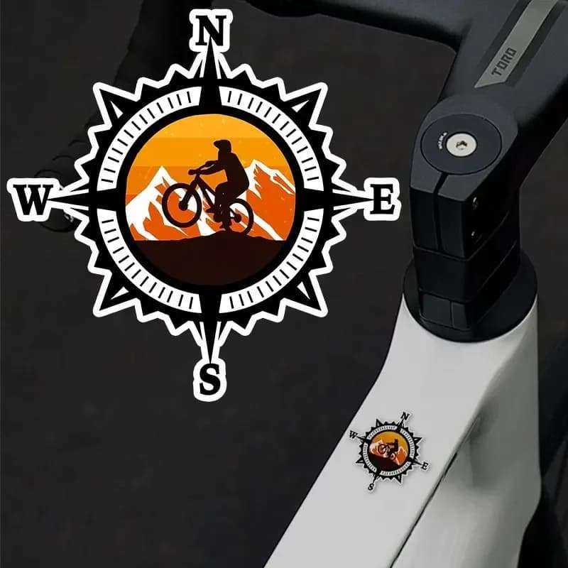 2 adesivi impermeabili per bussola per bici con protezione UV, con frecce direzionali e indicatore magnetico del palo nord - Resistente ai graffi