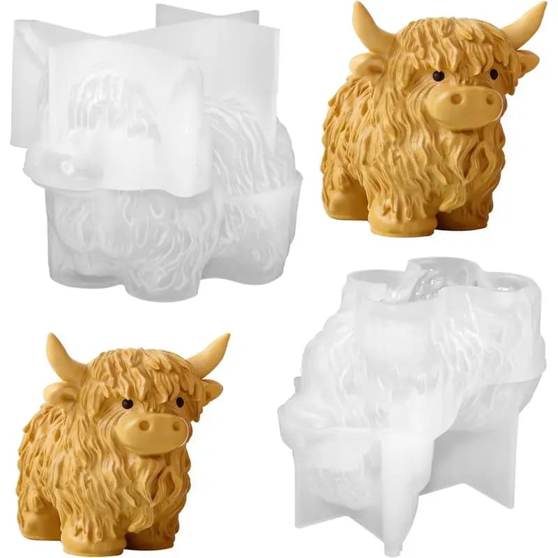 2Packaged yak-shaped silicone mold，Suitable for epoxy resin，3DCute Cow Animal Candle Mold，Used for making candles，Plaster Aromat