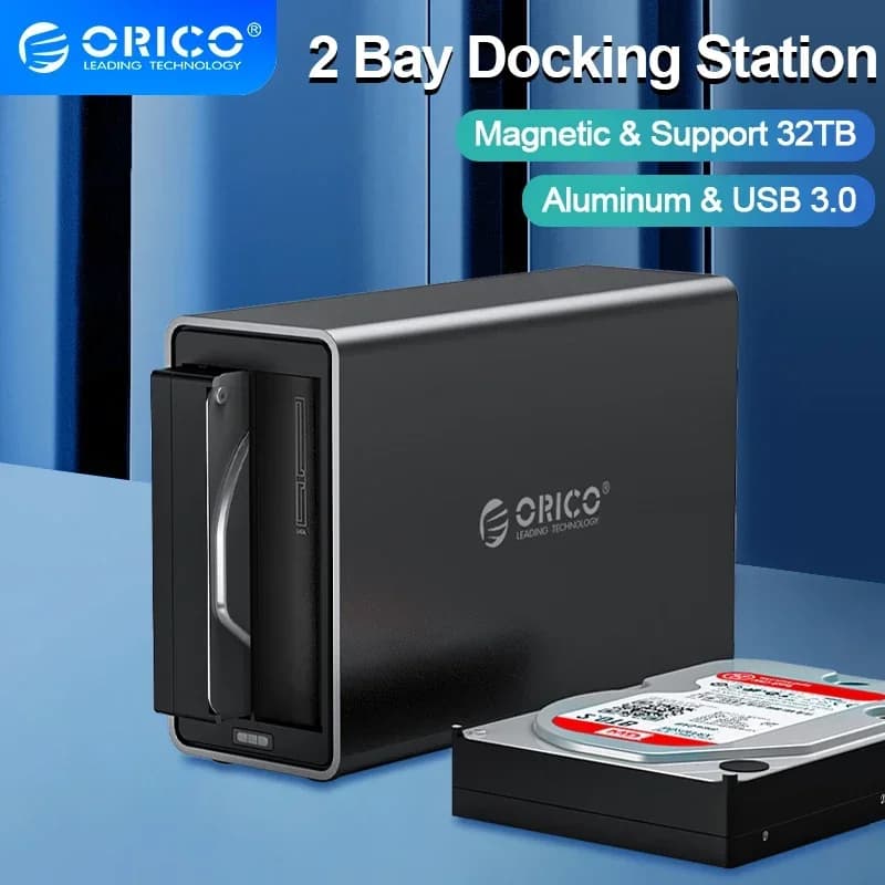 ORICO Dual Bay Docking station per HDD USB 3.0 da 3,5 pollici Custodia per HDD esterna in alluminio 5 Gbps Supporto Custodia per HDD UASP per custodia per PC