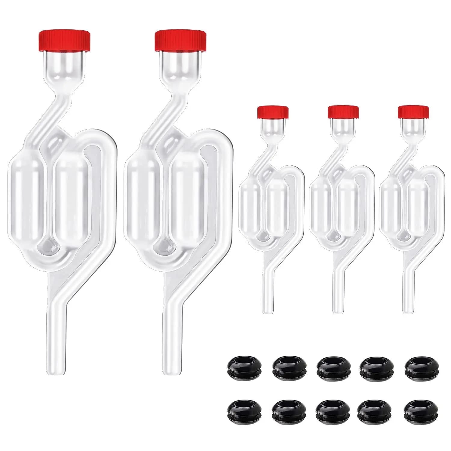 S-Shape Airlocks ,Homebrew Bubble Airlock Carboys Stopper Fermenter Seal Valve with Food Grade Grommets Wine Making Equipment