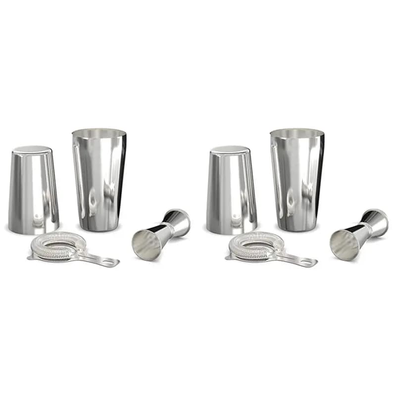 A36T-Cocktail Shaker Set: Professional Boston Shaker, Cocktail Strainer And Jigger Set. 8 Piece Premium Stainless Steel