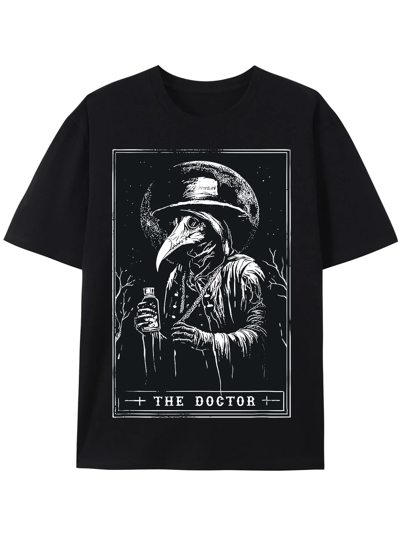 T-shirt con carta dei tarocchi del dottore della peste - Camicia satanica occulta della morte horror