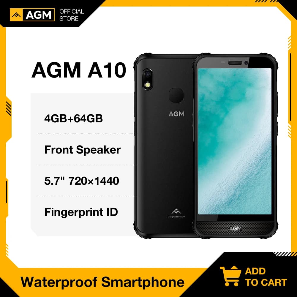 Smartphone robusto AGM A10 da 5,7 pollici 3/4 GB+64G IP68 Cellulare impermeabile con altoparlante frontale e NFC