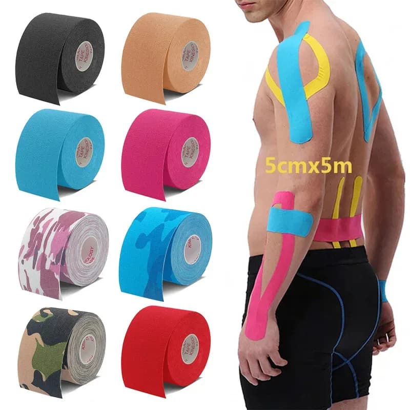 1/4 pz Kinesio Benda Elastica Ginocchio Benda Supporto Cinematico Pad Blocco Movimento Autoadesiva Venda Kinesiotape Benda