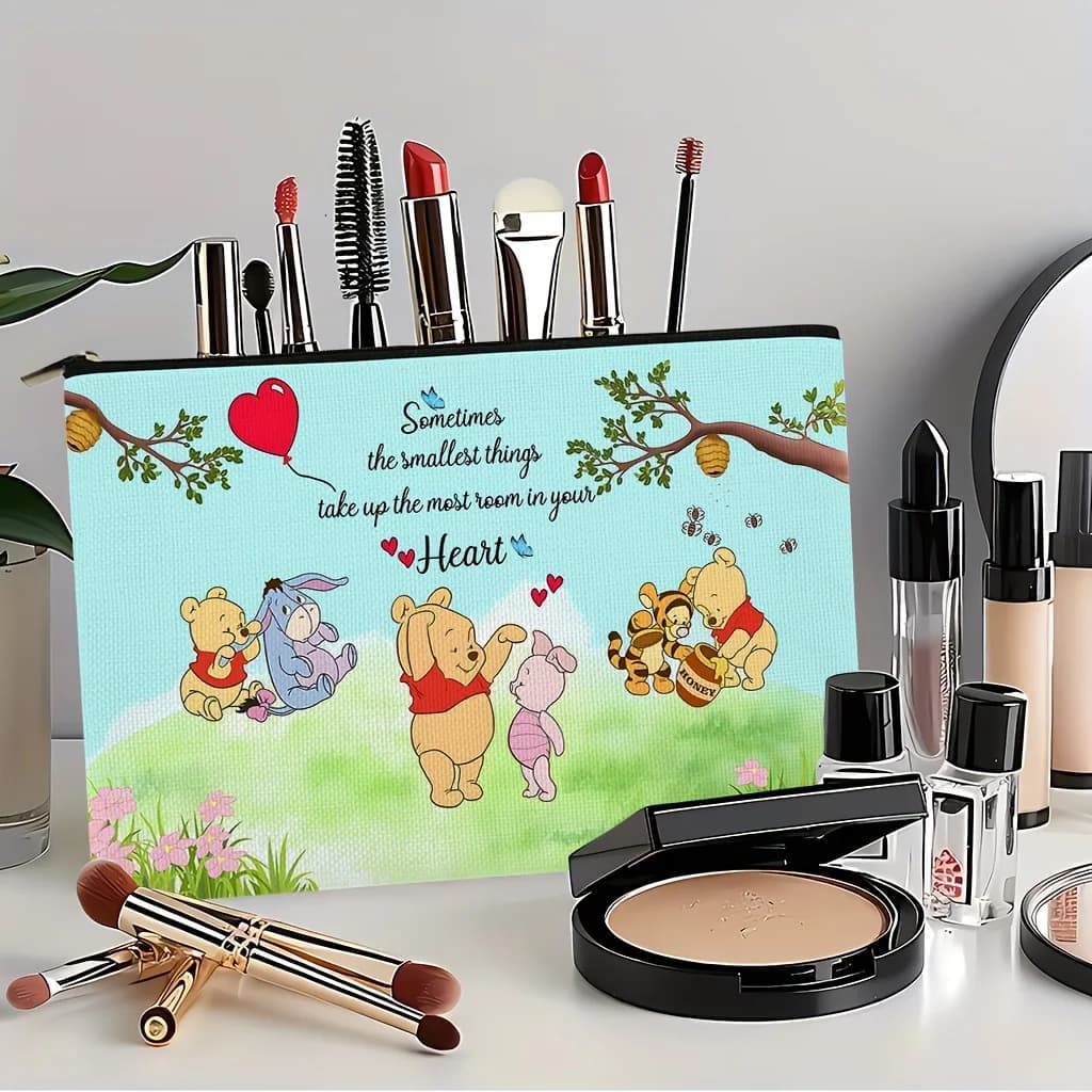 1 astuccio per cosmetici con citazione di Winnie the Pooh "Smallest Things", borsa per il trucco con cerniera, ideale per riporre cosmetici quotidiani e per i viaggi