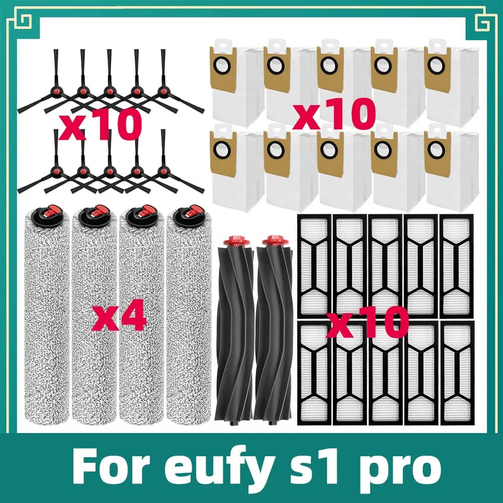 Compatibile con Eufy S1 Pro Aspirapolvere Accessori Spazzola laterale Filtro HEPA Panno per mocio Sacchetto della polvere Parti di ricambio