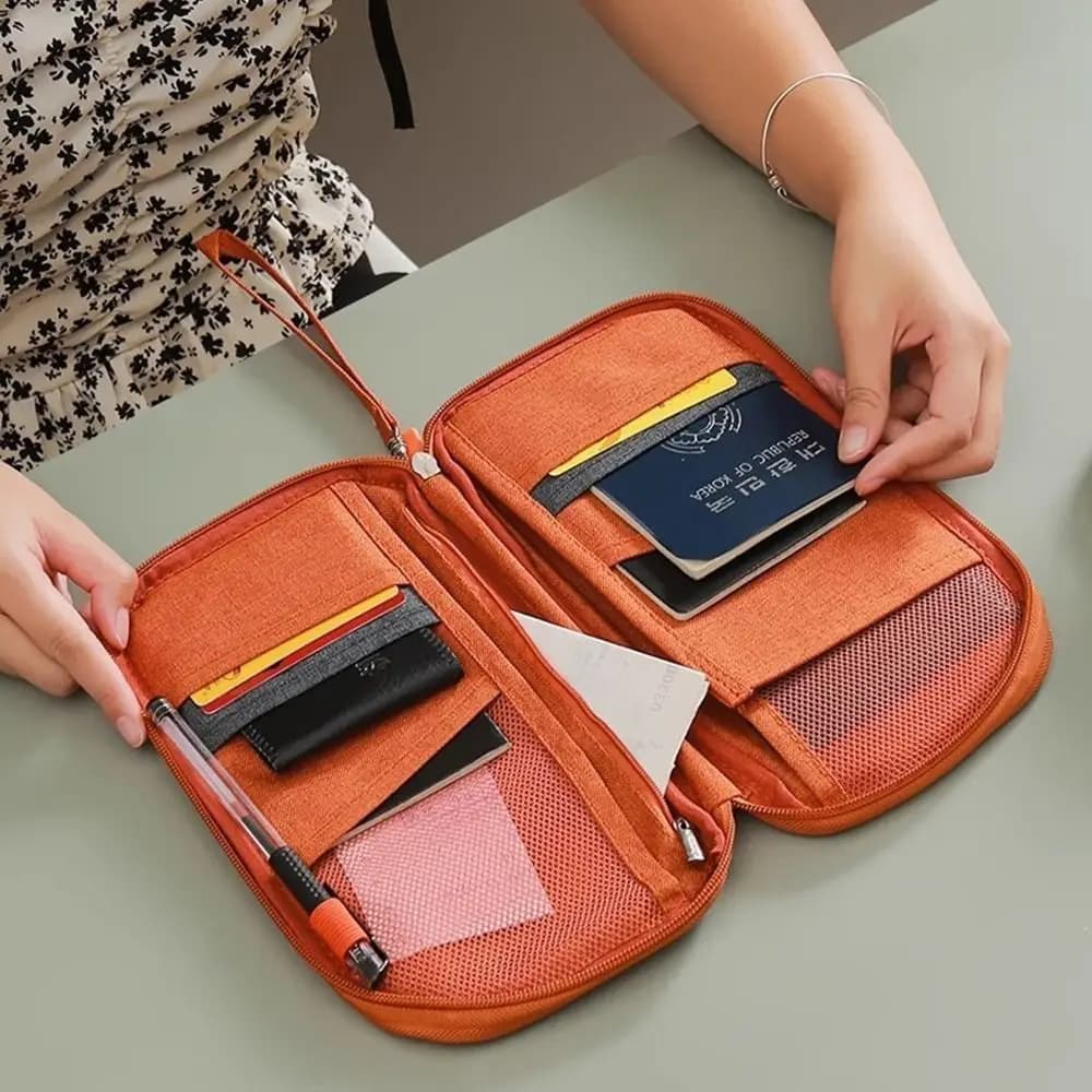 Borsa per passaporto da viaggio Porta passaporto per famiglia RFID Carte per check-in per aereo multifunzione Biglietti Organizzatore Accessori da viaggio