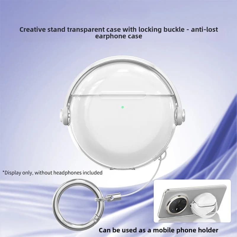 Clear Soft Protective Case for Huawei FreeBuds 7i, Creative Latch Convertible Phone Stand, Shock‑Resistant Wireless Earbuds Cove