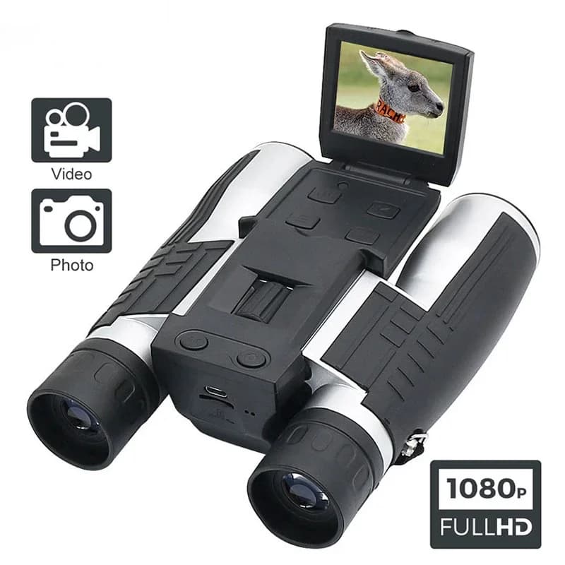 Telescopio Digitale 12x32 con Schermo LCD da 2.0", Binocolo con Fotocamera Digitale HD per Foto e Video, Telescopio per Esterni