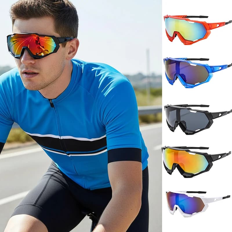 Occhiali da ciclismo europei e americani Nuovi occhiali da sole per sport all'aria aperta Occhiali da sci monopezzo antivento e colorati 9850