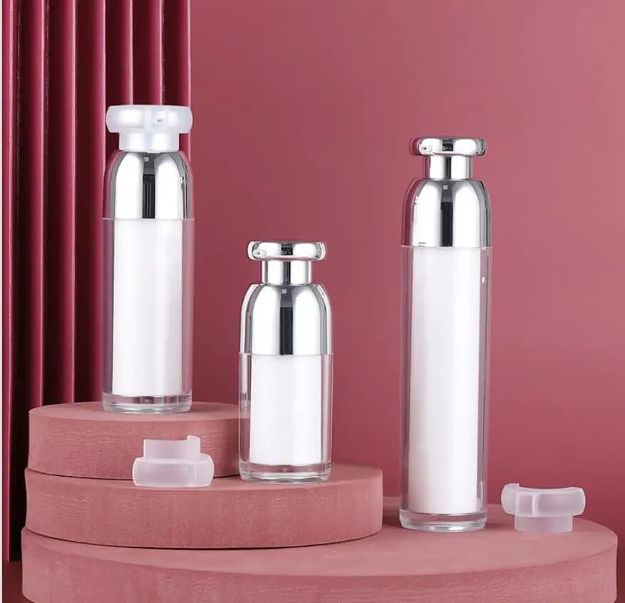 Flacone con pompa in acrilico bianco da 100 ml per siero/lozione/emulsione/fondotinta/essenza tonica, gel idratante, acqua, confezione cosmetica per la cura della pelle