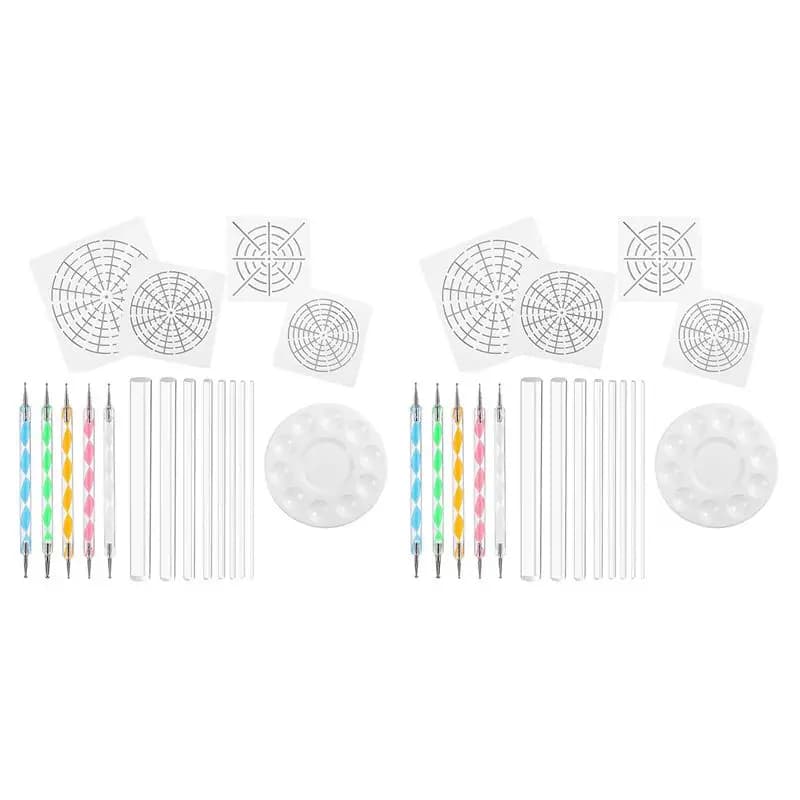 A60zmandala Art Dotting Tools 36 Set Including 8 Mandala Stencils, 16 Acrylic Rods, Paint Tray,10 Double Sided Dotting Toolsmay