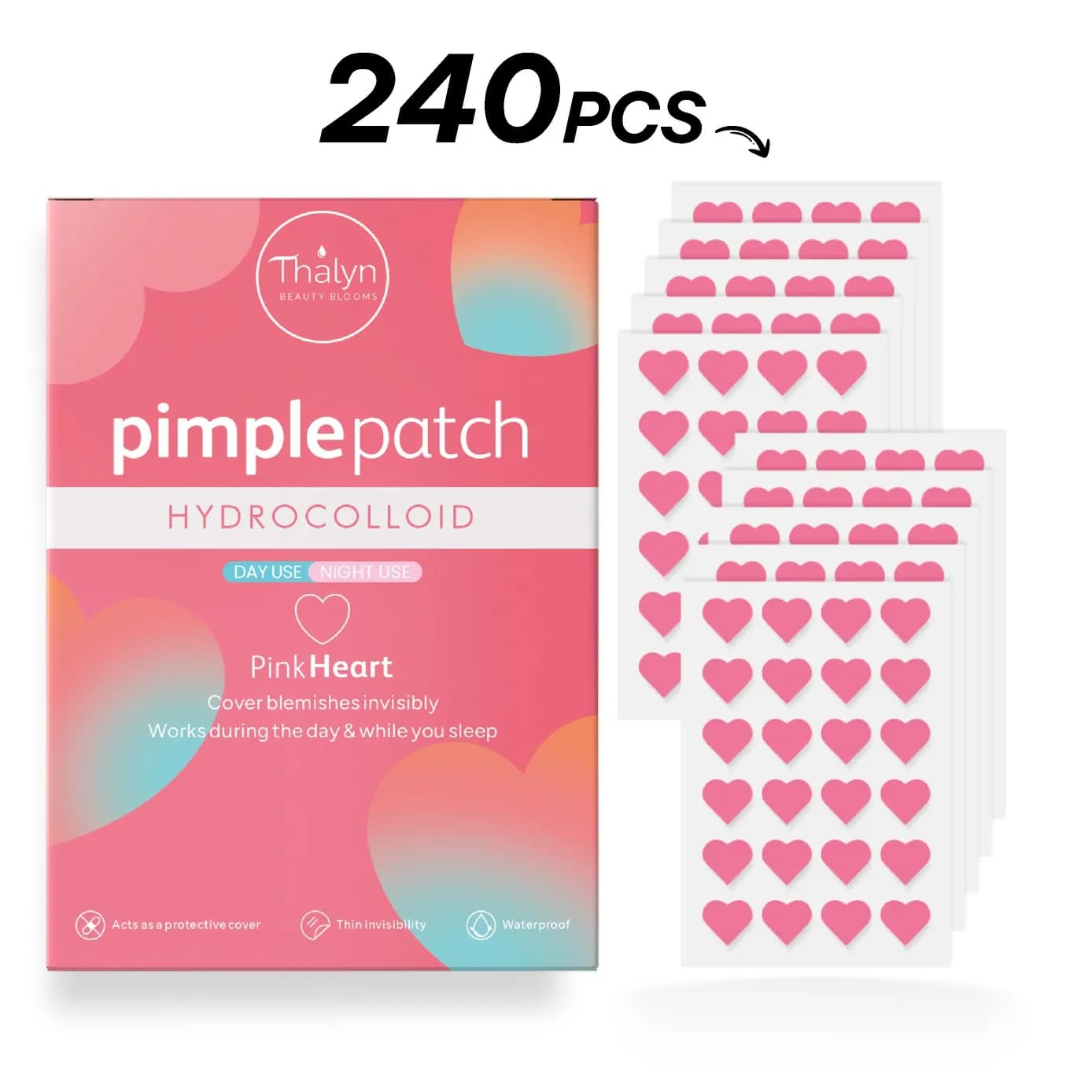 Patch per l'acne Pink Heart - Confezione combinata Heart Series Pink: delicato e non irritante, nasconde l'acne, le imperfezioni e le cicatrici da acne