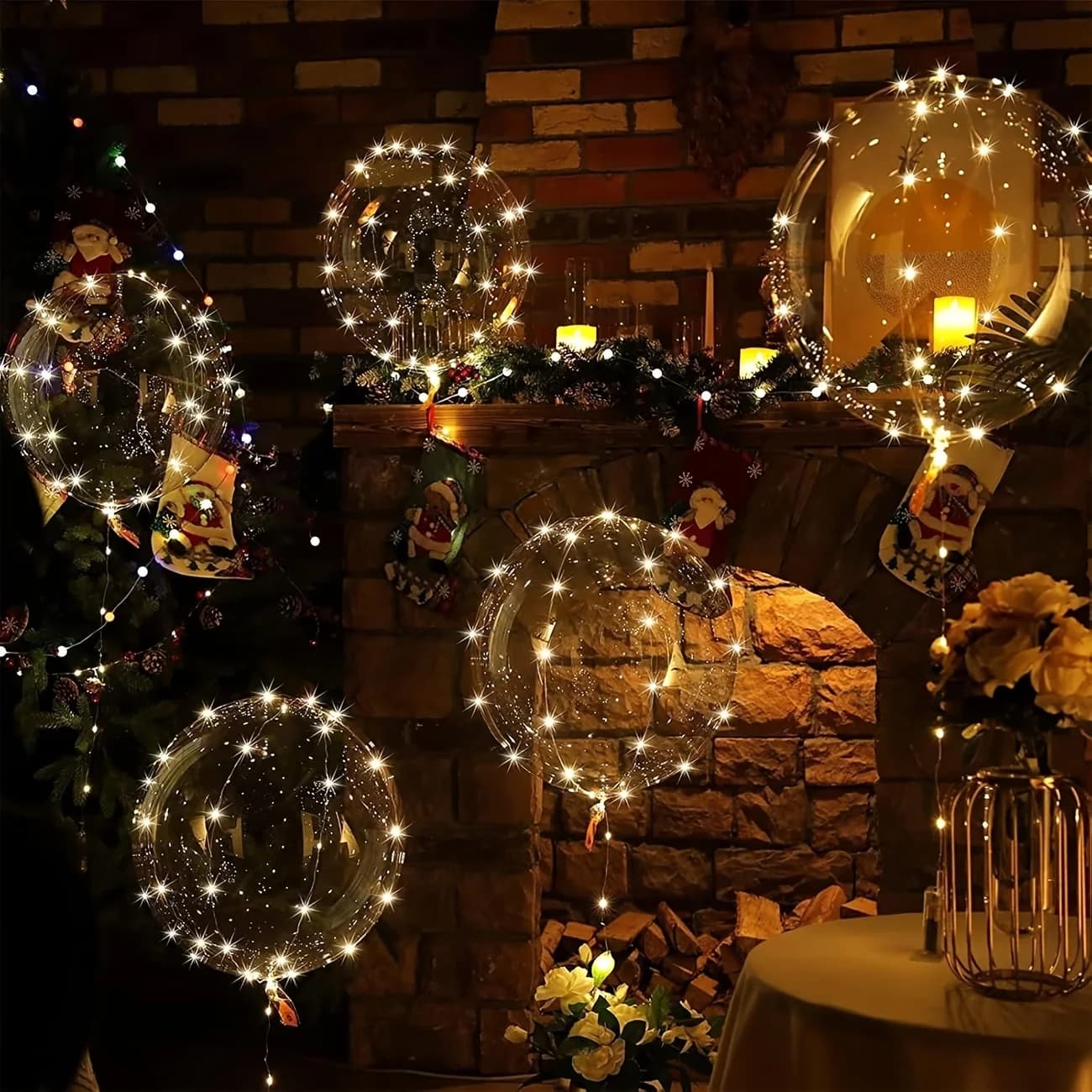 20pcs Set Bobo Balloons with LED Lights,20-Inch Transparent Bobo Balloons,for Parties,Weddings,Christmas,and Outdoor Decorations