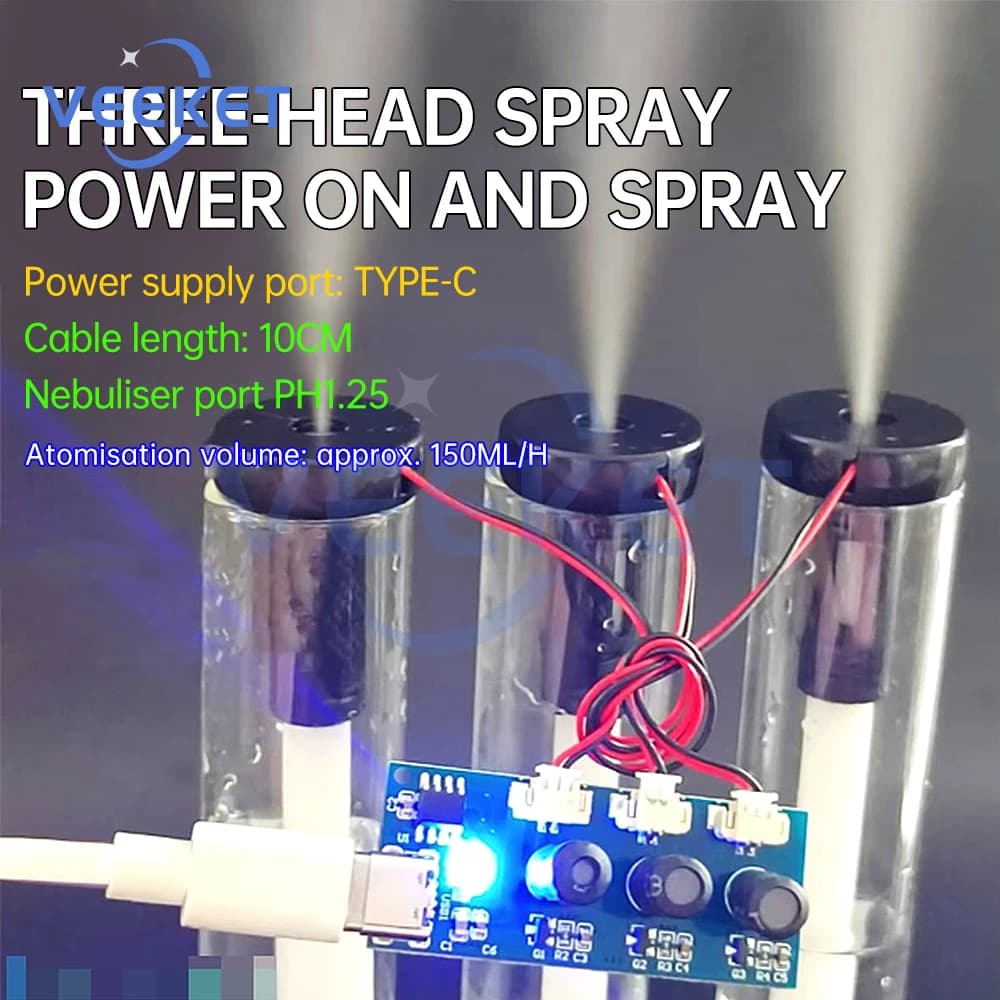 DC 5V Mini Umidificatore Modulle Doppio Spray Tre Spray Atomizzatore Ad Ultrasuoni Umidificatore Modulo Mist Maker e Circuito Driver