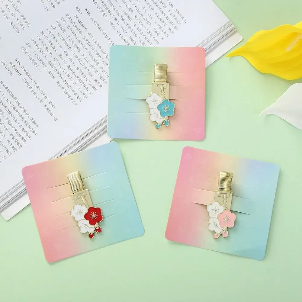 Clip Portapenna in Metallo a Forma di Fiore di Ciliegio, Clip Portatile per Quaderni, Clip a Molla per Fissare Fogli, Segnalibro Creativo, Accessori per Penne