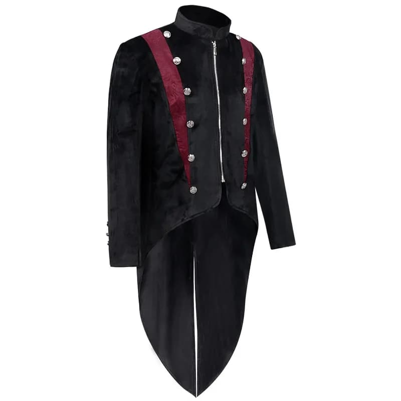 Giacca vittoriana ricamata gotica Steampunk di Halloween da uomo Cappotto vintage con redingote medievale Costume rinascimentale per