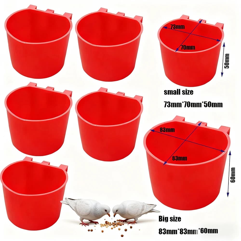 5PC Tazza di Plastica Uccelli per Animali Domestici Ciotola Alimentatore Pappagallo Cibo Ciotola di Acqua Appeso Trogolo Alimentazione Tazza a prova di Spruzzi Piccioni Gabbia Alimentatore Fornitore