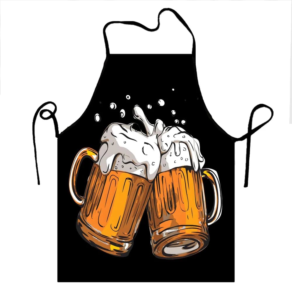 1 Grembiule Beer Festival con stampe creative di tazze di birra, divertente grembiule da cucina da chef durevole e confortevole per la pulizia della casa, 50x70 cm