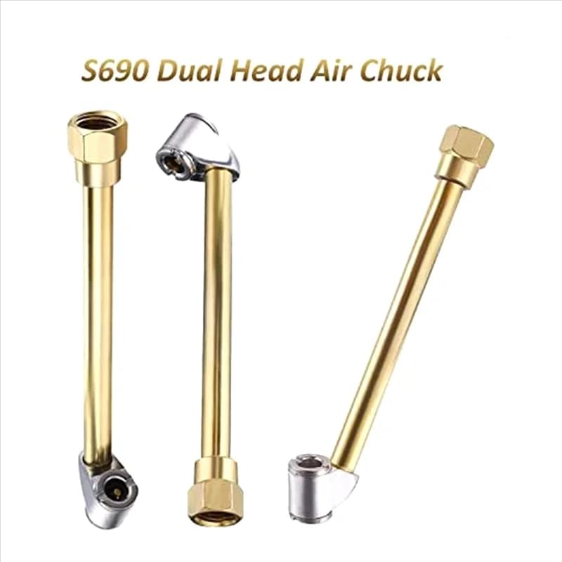 Set di mandrini ad aria A45I-S699 Mandrino ad aria a sfera chiuso da 1/4 pollici e mandrino ad aria a doppia testa S690 da 1/4 pollici per misuratore e compressore di gonfiaggio pneumatici