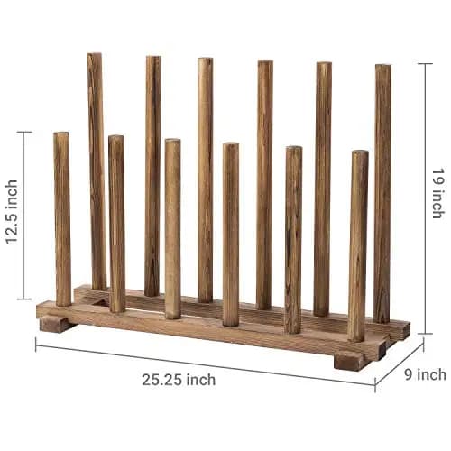 Rustic Solid Wood Floor Boot Organizer Stand For 6 Pairs Tall And Short Boots, Entryway Shoe Rack In Burnt Brown Finish