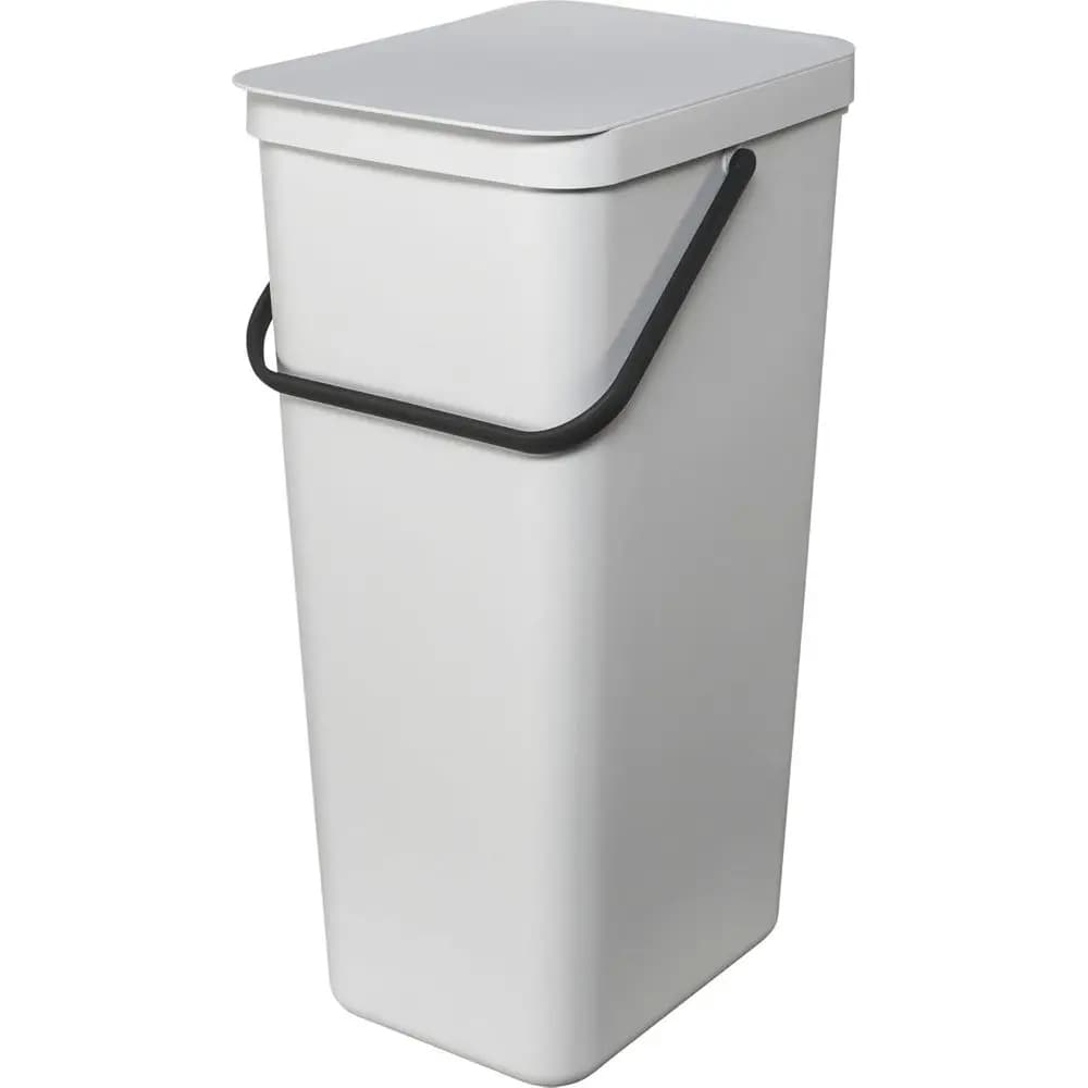 Grande Bidone per Riciclaggio da Cucina 40L - Grigio Chiaro con Coperchio Rimovibile e Maniglia per il Trasporto