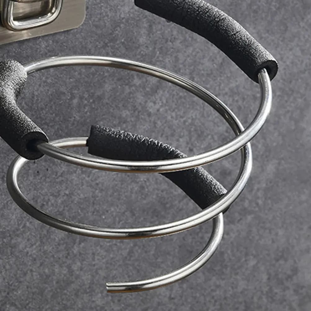 Supporto Premium per Asciugacapelli in Acciaio Inossidabile, Montaggio a Parete Senza Foratura, Design Antiscivolo per Bagno e Casa