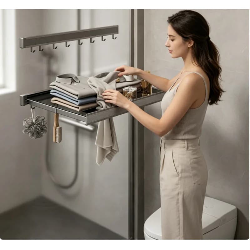 Appendiabiti da Parete Pieghevole Multifunzione Salvaspazio per Cappelli e Vestiti, Organizzatore per Bagno, Balcone, Ingresso