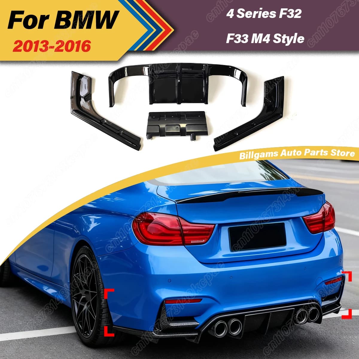 Per BMW Serie 4 F32 F33 M4 Stile 2013 2014 2015 2016 Automobile Paraurti Posteriore Splitter Lip Diffusore Modifica Decorazione Kit