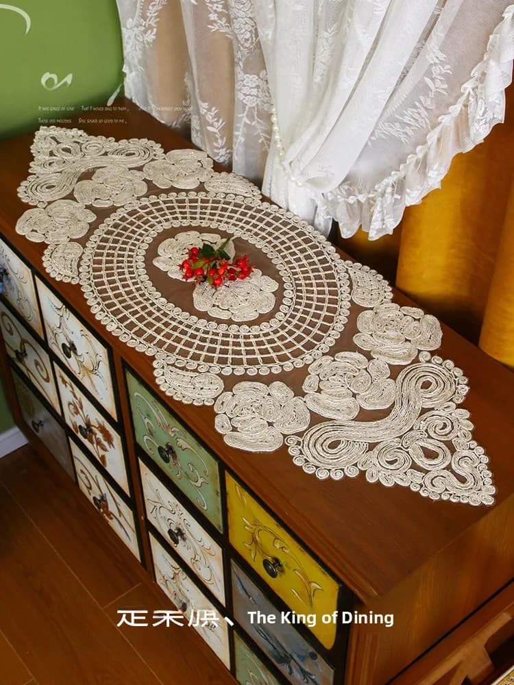 Elegant Table Flag for Dining Table TV Center Chest Cover Tea Table Mat Retro Style Long Strip Atmosphere Decoration Home Fabric
