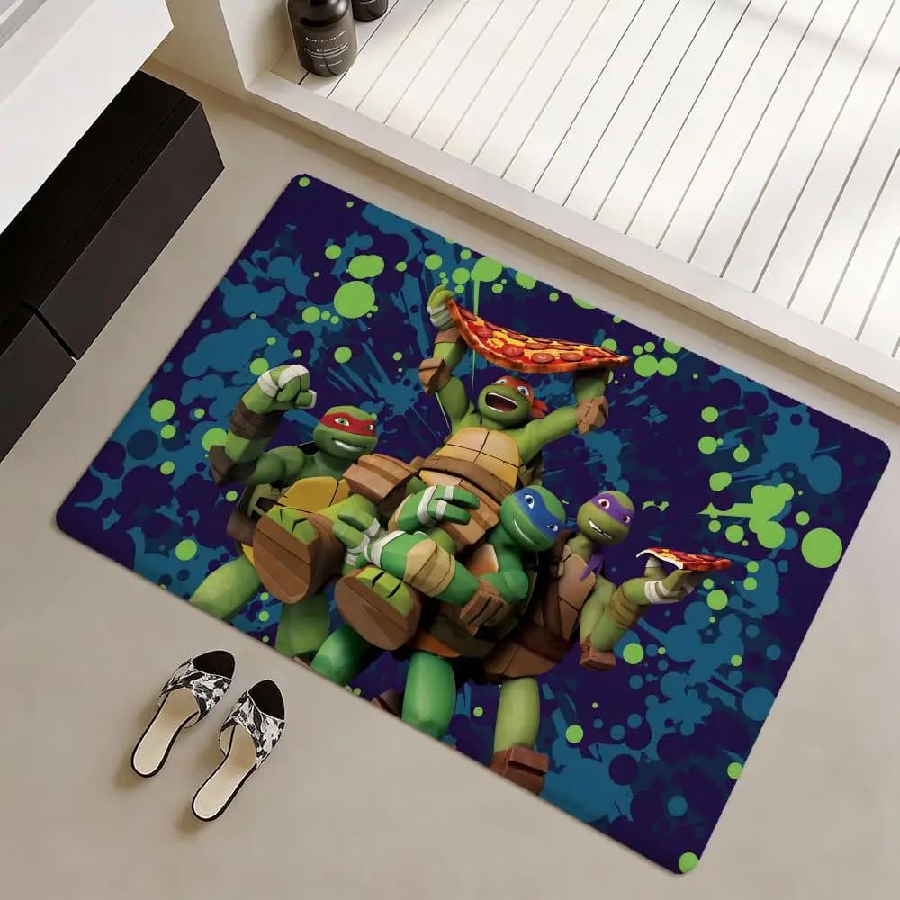 Tappetino per pavimento Anime N-Ninja Turtles, tappetino antiscivolo in morbida flanella, tappeto ispessito per l'arredamento della casa e del soggiorno