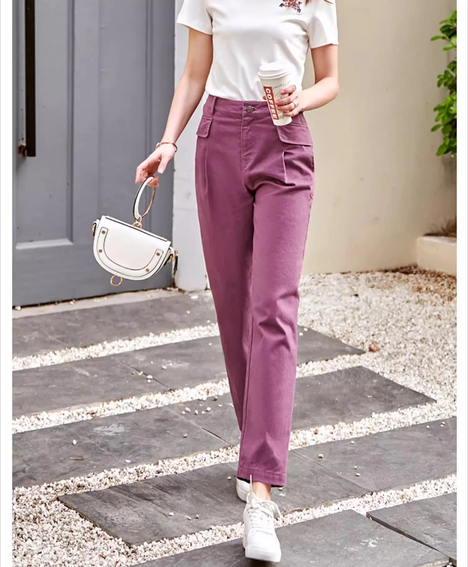 OLrain Women's Cotton Denim Jeans High Waist Pants 2026 Autumn Straight Ankle Length Pants Fashion Harem Trousers O21CA36560