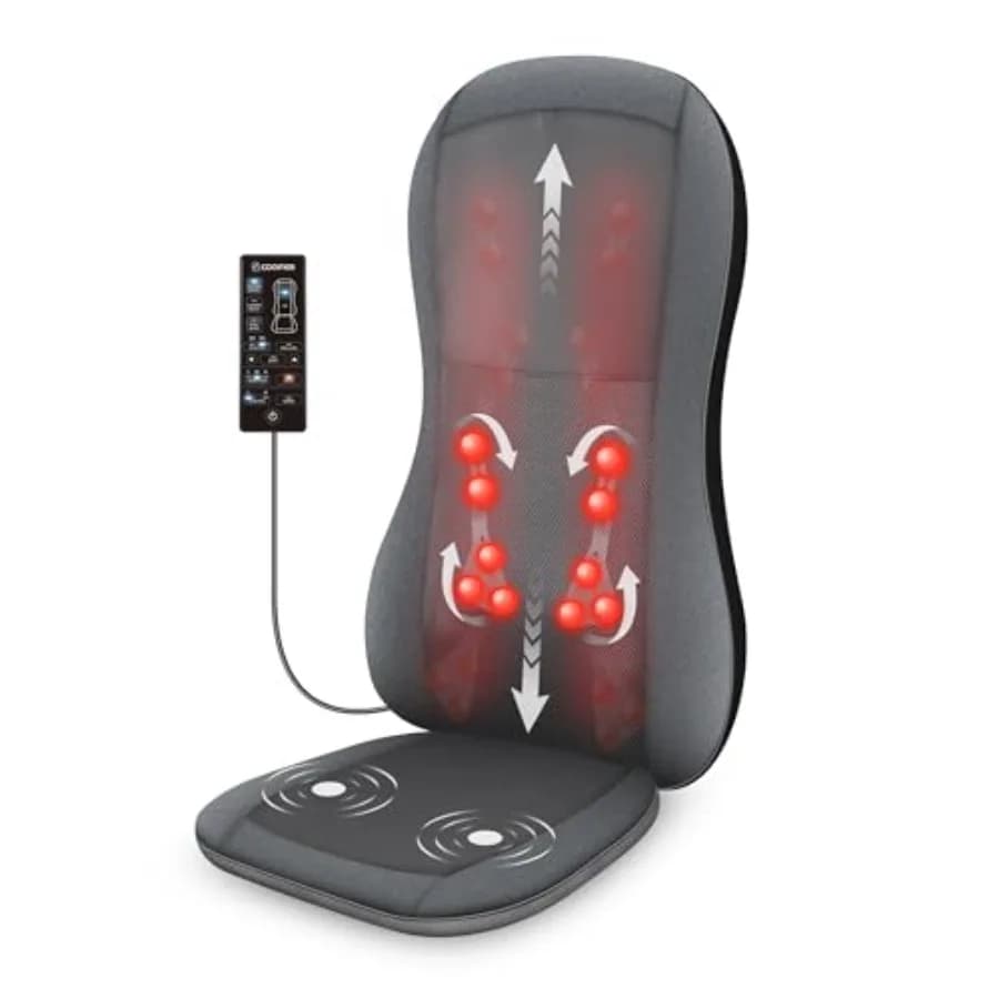 Shiatsu Massage for Full Back, Massage Cushion for Chair with Heat, 2D/3D Massage, 10 Shiatsu Rotant Nodes