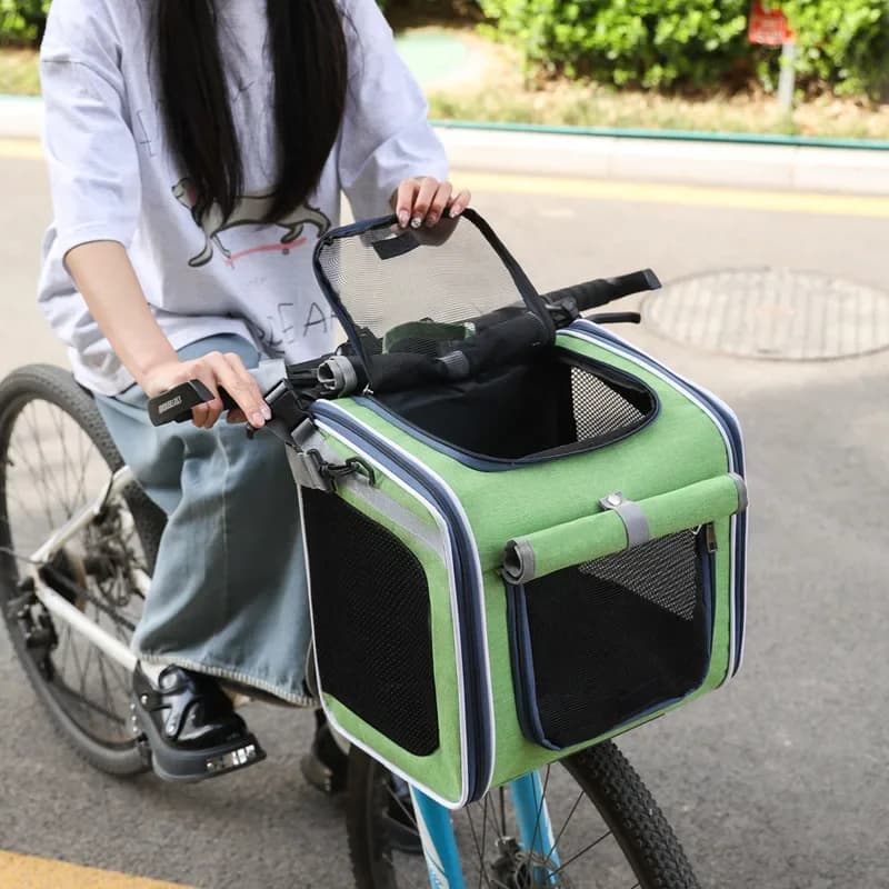 Zaino Trasportino Portatile Regolabile per Gatti e Cani, Montabile su Auto/Bici, per Escursioni e Campeggio, Borsa Pieghevole per Animali