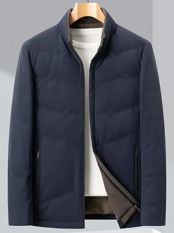 Business Casual Lightweight Short Duck down Jacket Men's Thickened Casual Coat Stylish Business Gentleman Style Milk Silk Fabric