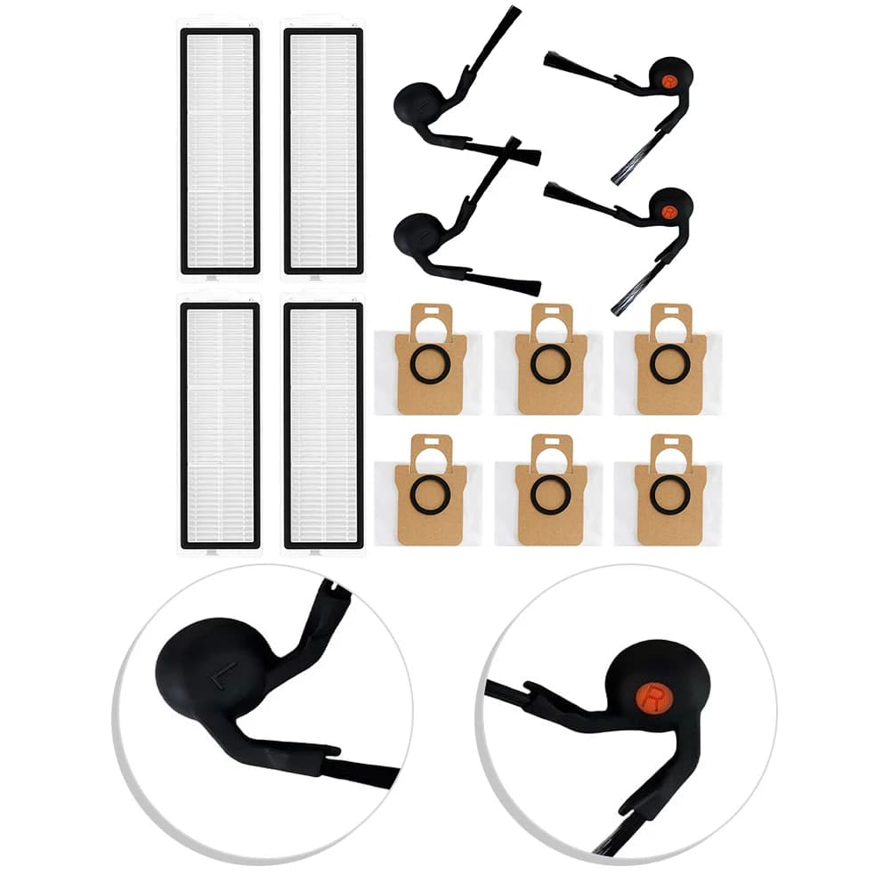 6pcs Dust Bags + 4 Filters + 2 Side Brush Kit Compatible For Dreame 6Max And 6Pro Robot Vacuum Cleaner Spare Accessories