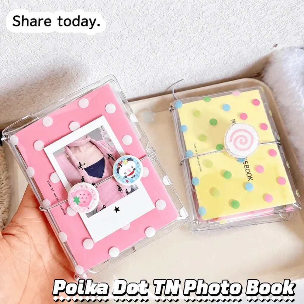 Polka Dot Print Passport Holder Clear Transparent TN Notebook Cover Elastic Band Design Portable Passport Protector Case Travel