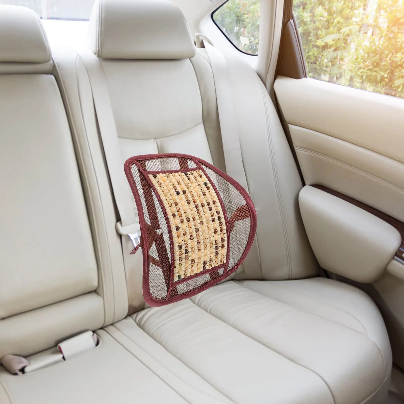 Cuscino Lombare per Auto con Perline in Legno, Supporto Ergonomico per Schiena, per Guida, Ufficio, Casa, Seduta Prolungata, Universale