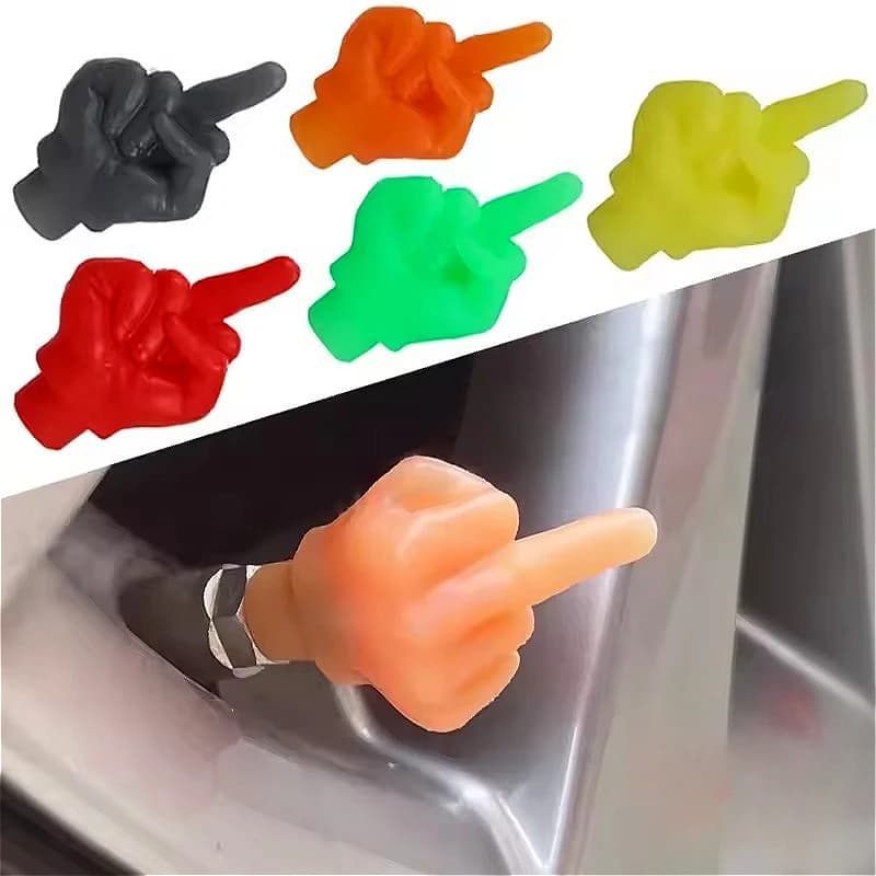 Tappo della valvola della gomma per lo styling del dito medio dell'auto Divertente divertente decorazione per lo styling dei pneumatici Tappo dello stelo della valvola impermeabile antipolvere Accessori per auto
