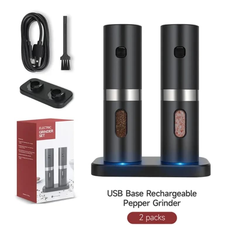 Set Trituratore Elettrico Automatico per Sale e Pepe, Trituratore Ricaricabile per Spezie con Regolazione della Granulometria