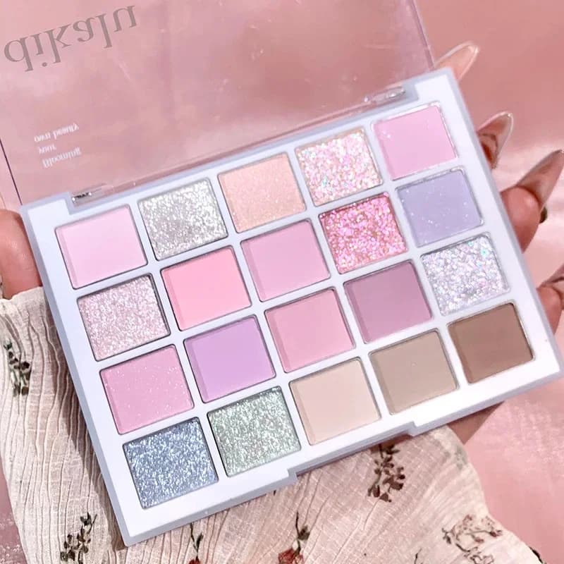 Palette di ombretti coreani a bassa saturazione da 20 colori Viola opaco Ombretto glitterato impermeabile a lunga durata Trucco per occhi