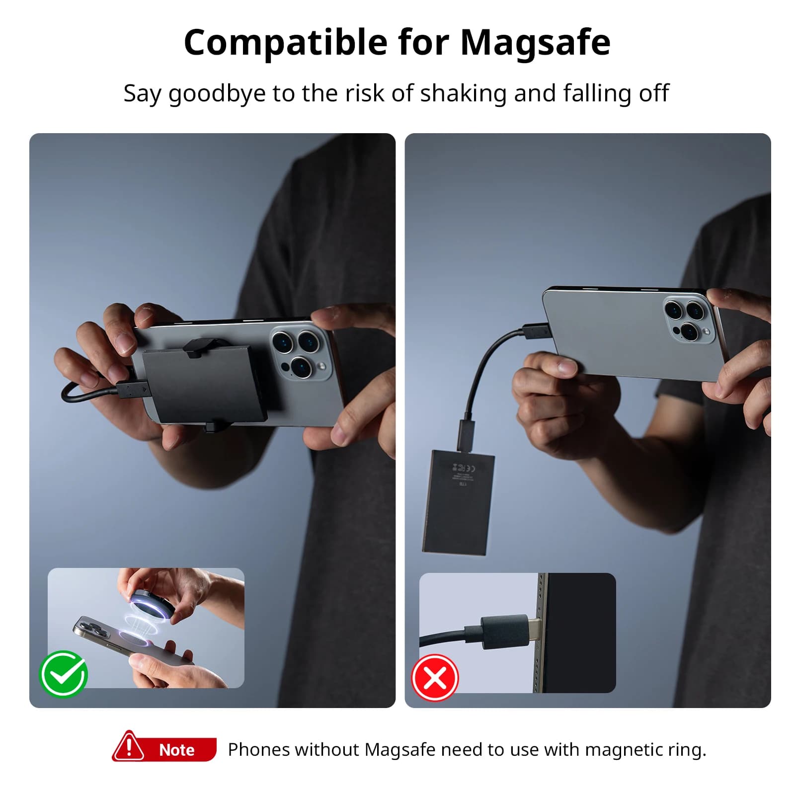 SmallRig SSD Holder for MagSafe, Attachable Phone Clamp for External SSD for Samsung for SanDisk for Crucial 5157
