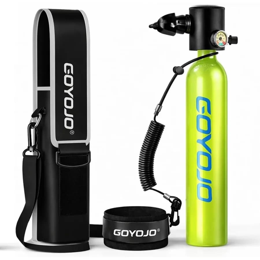 Bombola Subacquea Portatile da 0,5L per Snorkeling, Esplorazione, Caccia al Tesoro, Pesca di Aragoste, in Lega di Alluminio Nero Opaco DOT