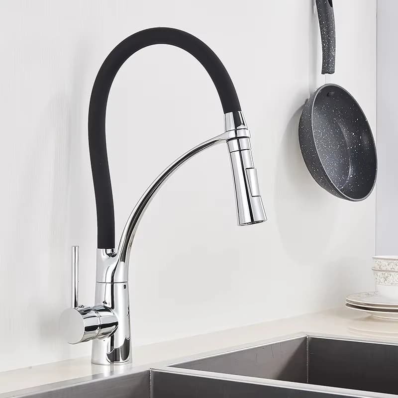 Kitchen Sink Faucet Pull Down Rotating Black Sink Tap Hot And Cold Water Mixer Faucet Tap Deck Mounted Mixer Taps