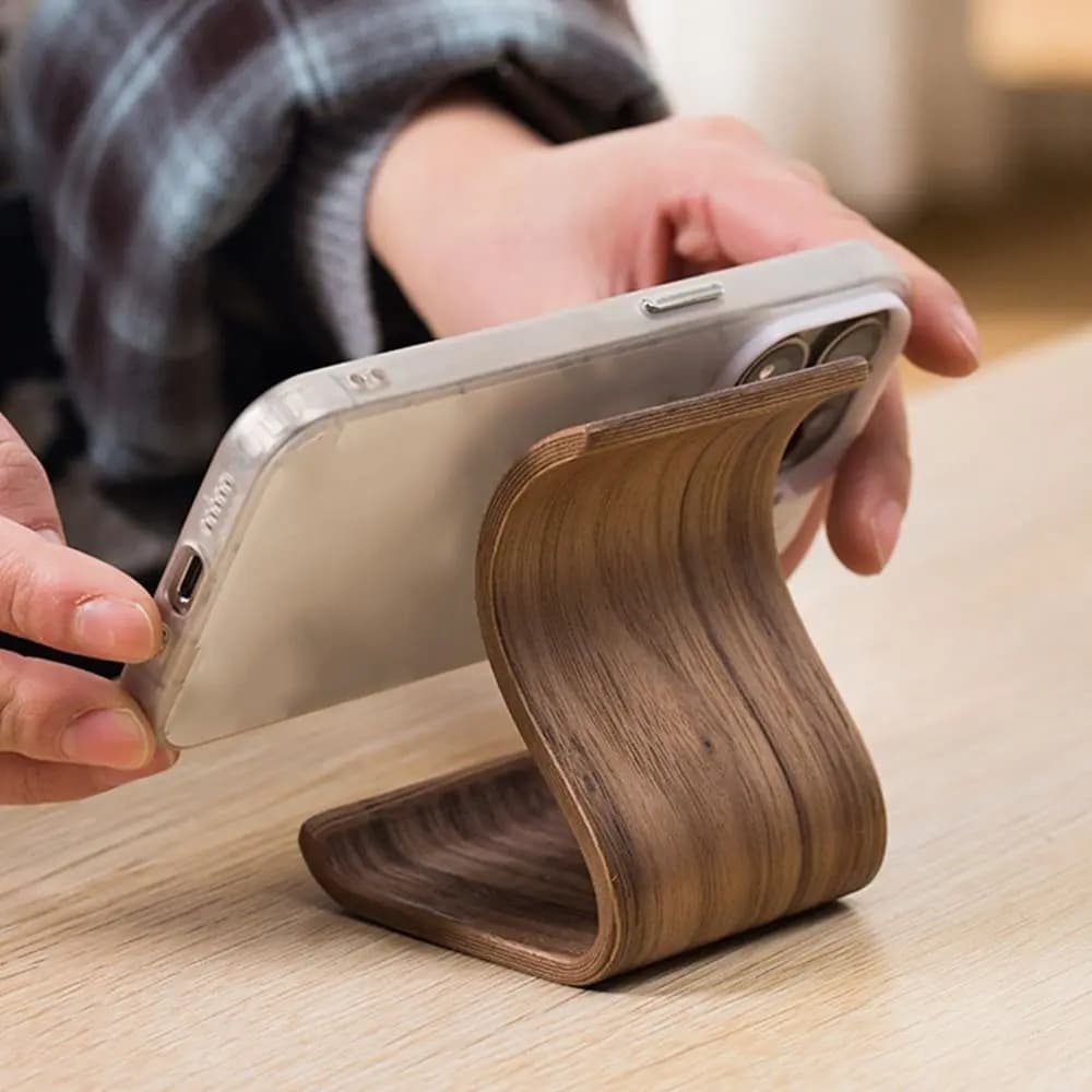 Supporto per cellulare in legno creativo, supporto per tablet portatile e resistente, pratico supporto per telefono in legno leggero, decorazione da tavolo