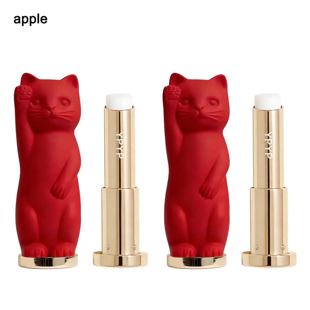 Set Double Balsam Lip Design Gatto Good luck Taste Cock and Apple Hydrating Intensive Lip Repair Anti-Sliding Rugs and Smooth