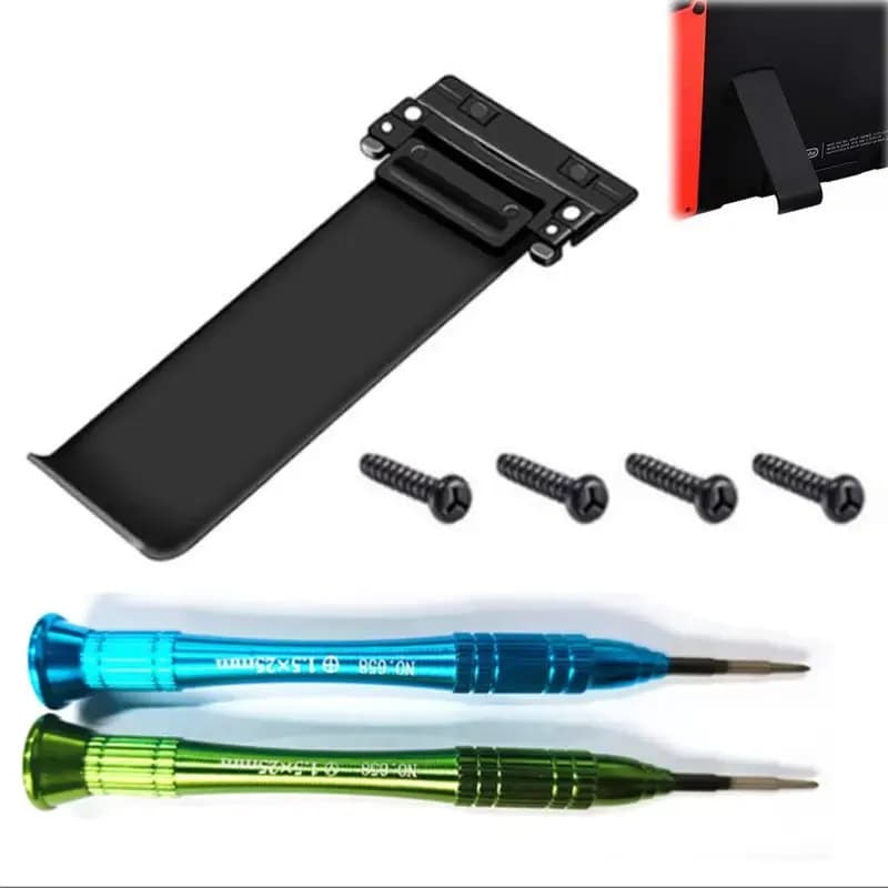 Cavalletto posteriore di ricambio con kit di strumenti di riparazione Staffa posteriore per accessori di giochi per console Nintendo Switch