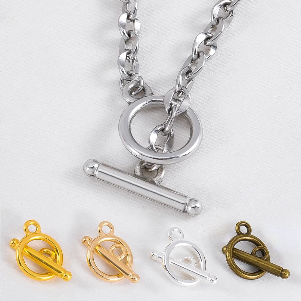 10 Set/Lotto Metal T Clasp for Bracelets and Necklaces, Fai-da-Te Connectors for Jewelry Creation