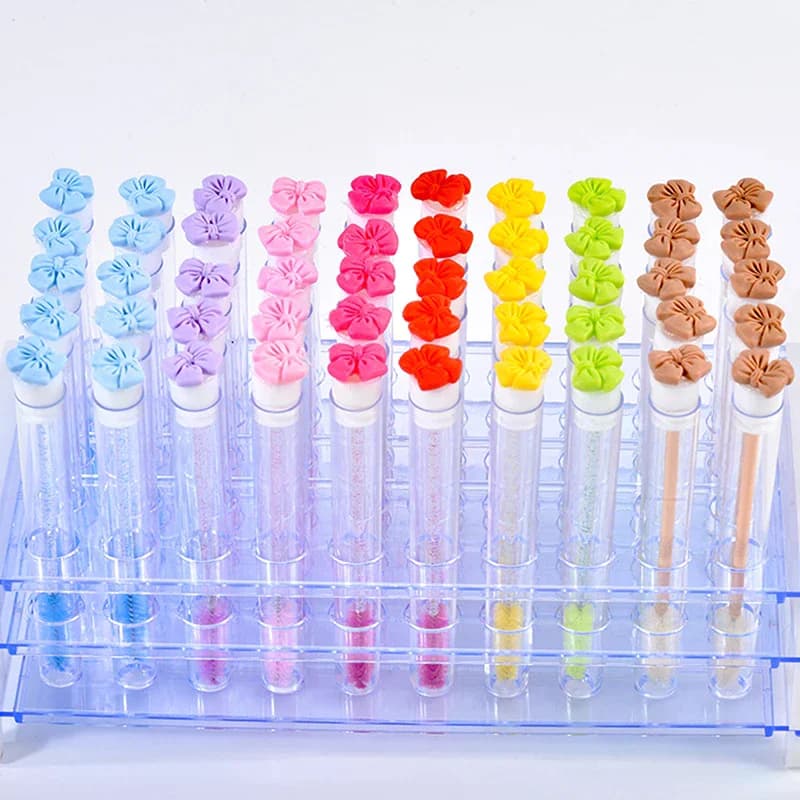 1 pc colored brush bow tie for eyelashes tubes with crystal eyelashes mascara berries comb for eyebrow spools applicators makeup tools